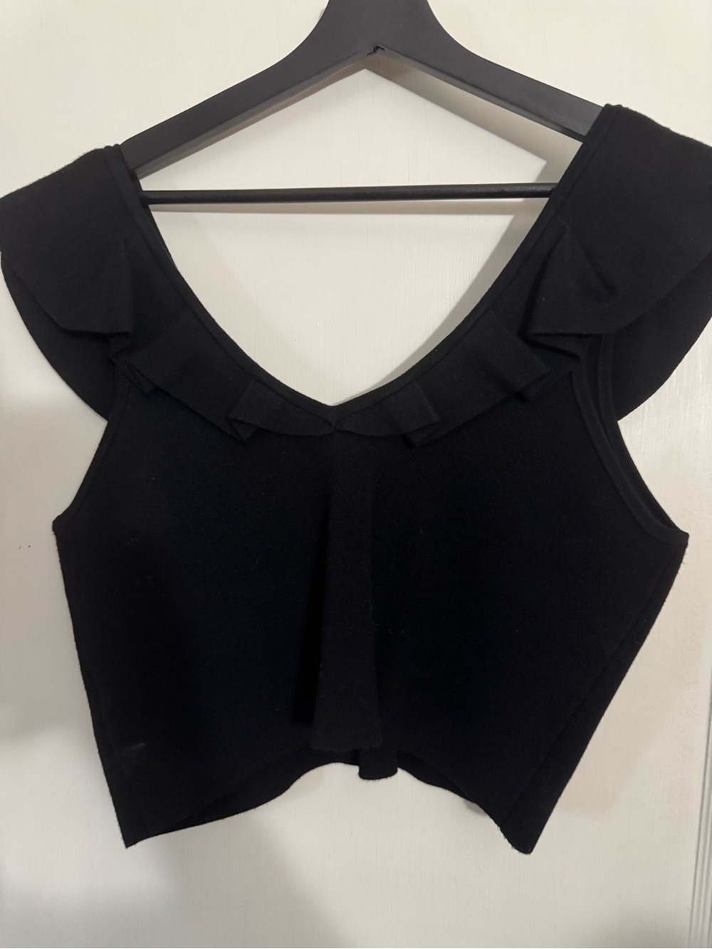 Express Black Ruffle-Trim Sleeveless Tank